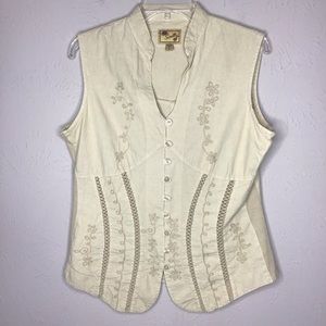 Scully Embroidered Chamois Vest Top L